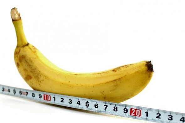 Measuring the penis in the example of a banana
